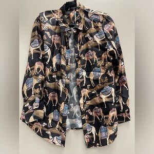 Camel Print Button Down